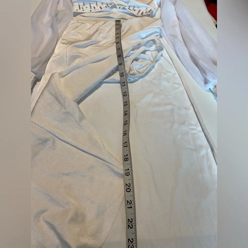 Kelle dance custom solo  costume white 2 piece AWAKENING ASYMMETRICAL 4424 LC